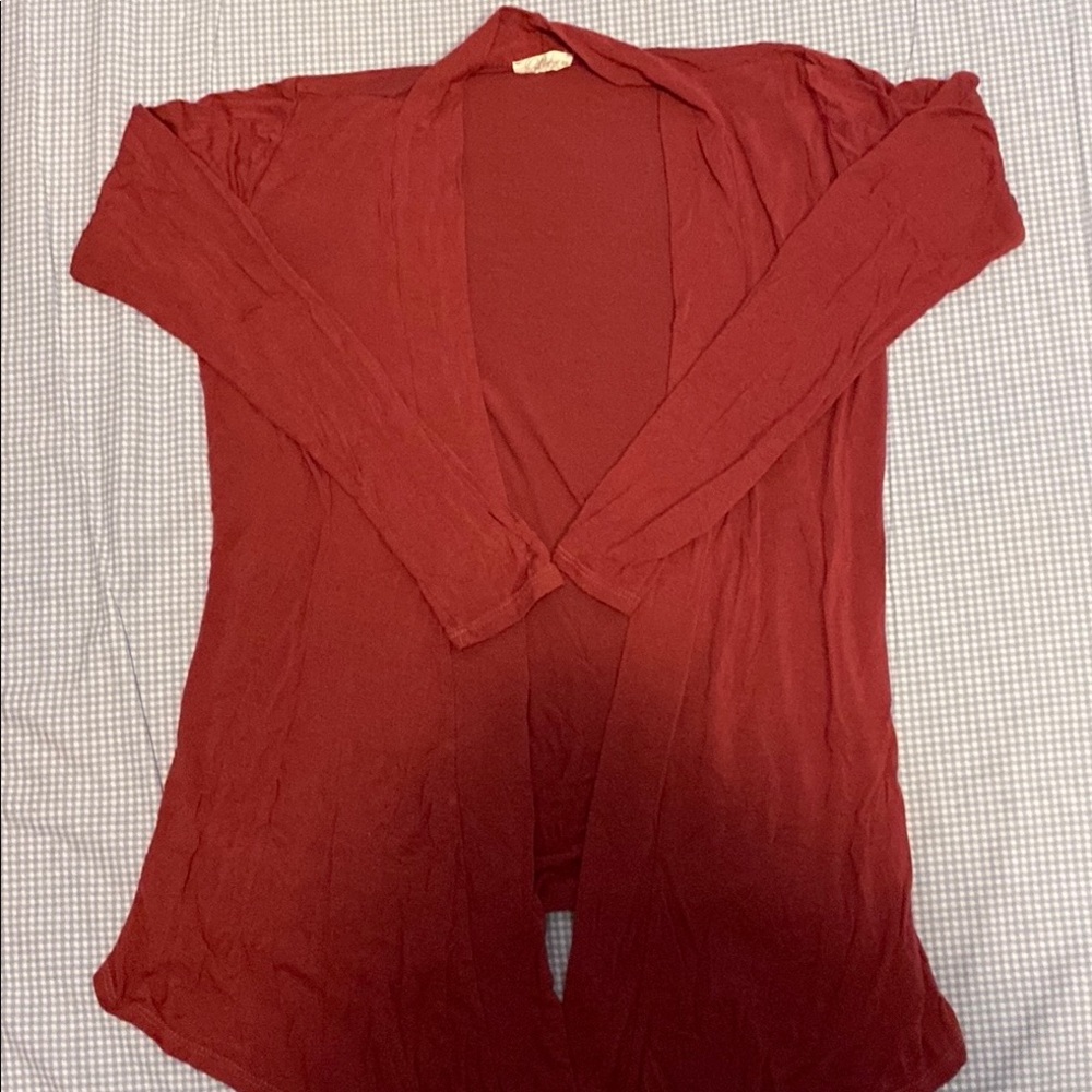 Red cardigan